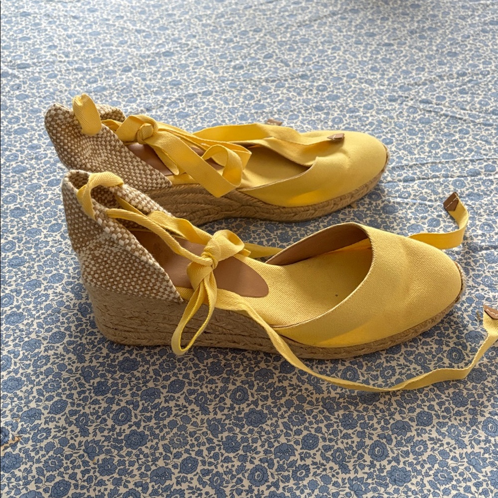 Castaner Yellow Espadrille Wedge Sandals - Picture 2 of 4